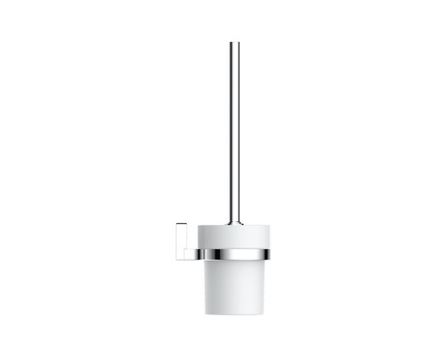 Ensemble porte-brosse WC REIKA Ovaro magnétique chromé sans plaque de montage Ensemble brosse WC mural avec récipient et brosse