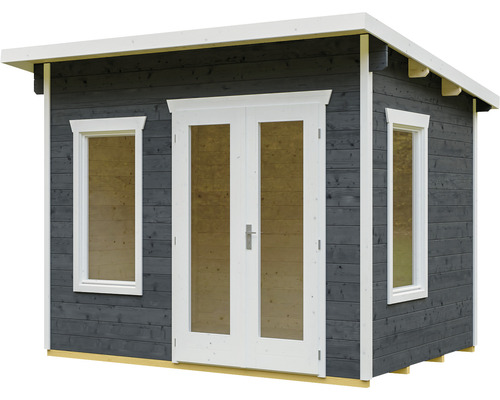Holzgartenhaus mit Doppeltür und Fenstern