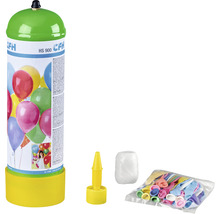 Bouteille d''hélium avec ballons, embout de remplissage et ficelle