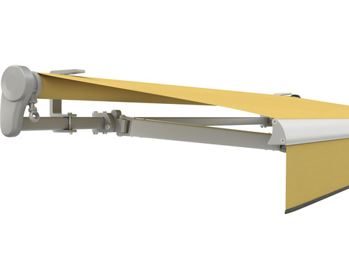 SOLUNA Gelenkarmmarkise Trend 6x3 Stoff Dessin U415 Gestell E6EV1 silber eloxiert Antrieb links inkl. Motor, Wandschalter,Nothandkurbel, Sonnen und Windwächter