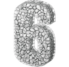 Gabion en forme de chiffre six rempli de pierres