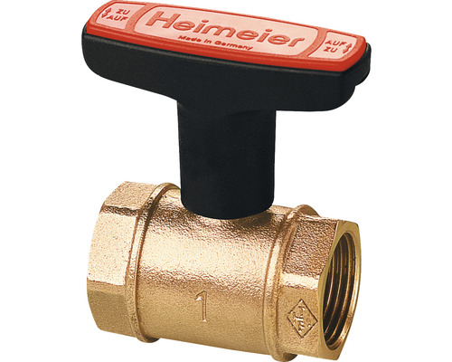 Robinet à boisseau sphérique Heimeier Globo H DN25 1 pouce 0600-04.000 Robinet sphérique Heimeier en laiton avec poignée noire