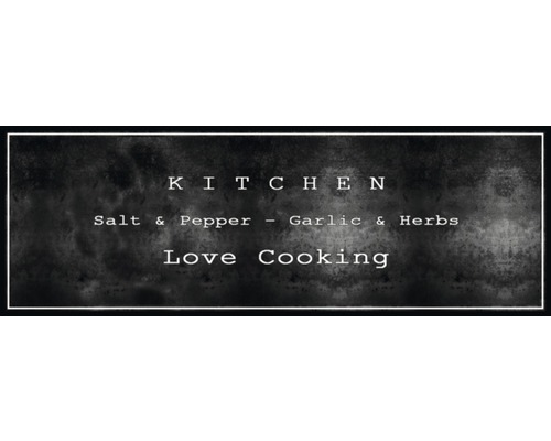 Paillasson anti-salissures Cook&Wash Love cooking noir 50x150 cm