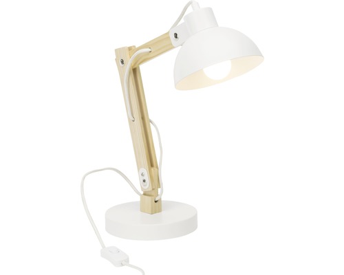Lampe de bureau 1 ampoule H 41,5 cm Moda bois nature/blanc