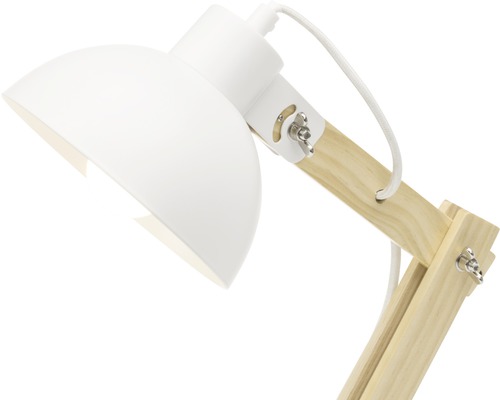 Schreibtischlampe aus Holz mit Lampenschirm