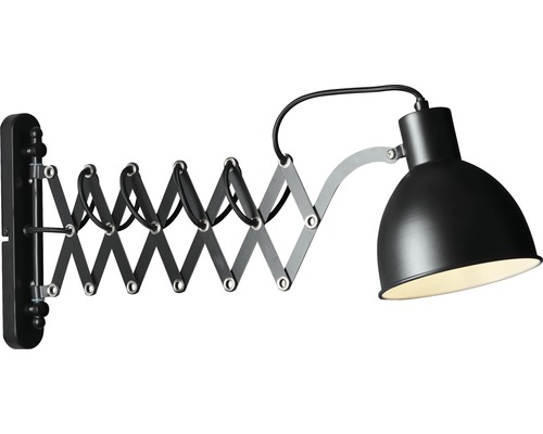 Schwarze Wandleuchte mit Scherenarm
