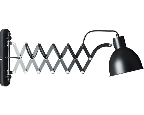 Wandlampe Metall 1-flammig ausziehbar HORNBACH Luxemburg schwarz/matt HxBxT Sandra 255x152x600 mm 