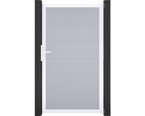 Portillon simple GroJa BasicLine tirant universel prémonté sans poteaux cadre aluminium 100 x 180 cm gris argent