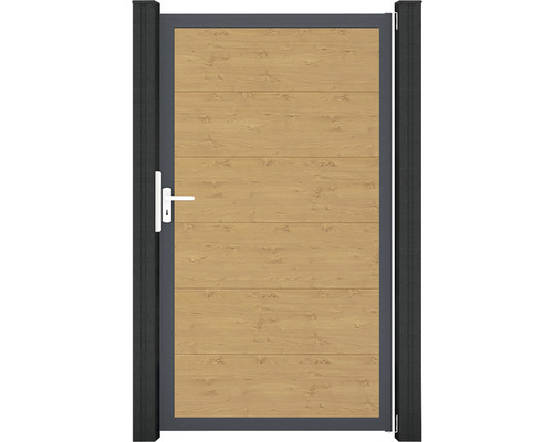 Portillon simple GroJa BasicLine cadre anthracite 100 x 180 cm chêne noueux