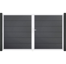 Doppeltor aus Aluminium mit horizontalen Lamellen