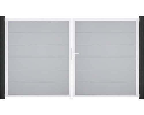 Portillon double GroJa BasicLine droite cadre aluminium 300 x 180 cm gris argent