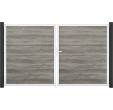 Portail de jardin double avec motif bois