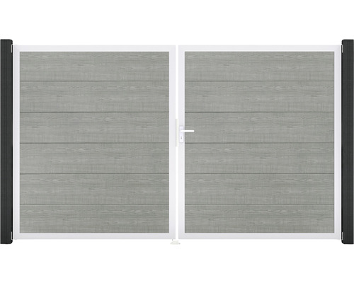 Portillon double GroJa BasicLine droite cadre aluminium 300 x 180 cm Grey Ash Cut