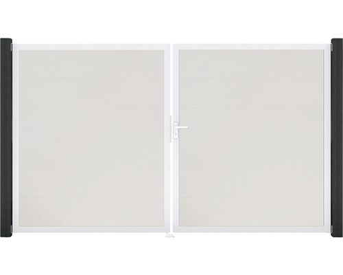 Portillon double GroJa BasicLine droite cadre aluminium 300 x 180 cm blanc