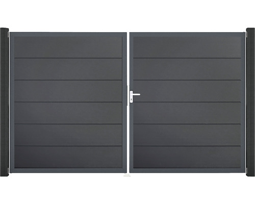 Portillon double GroJa BasicLine droite cadre anthracite 300 x 180 cm anthracite