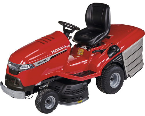 Roter Honda Aufsitzmäher HF 2317 mit Fangkorb