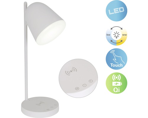 Lampe de table LED 14W 300 lm 3000-6000 K blanc chaud/blanc neutre/blanc lumière du jour Listo blanc h 410 mm