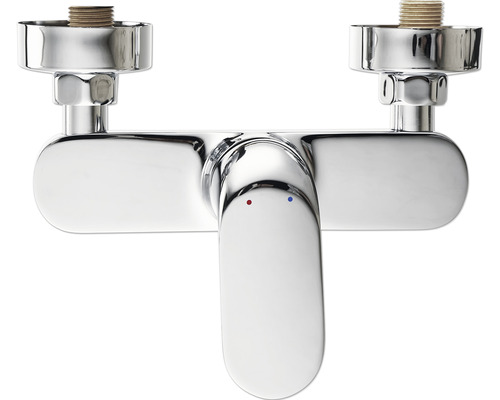 Verchromte Zweigriff-Wannenarmatur zur Wandmontage