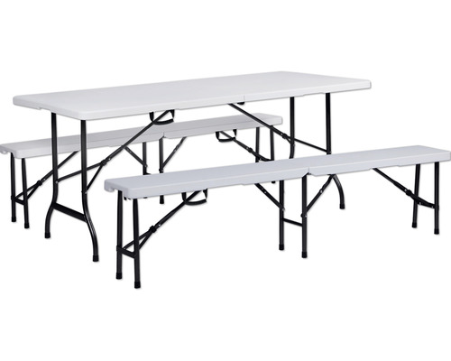 Banc de bistrot Oana Garden Place 4 places lot de 2 180 x 25 x 43 cm plastique acier blanc