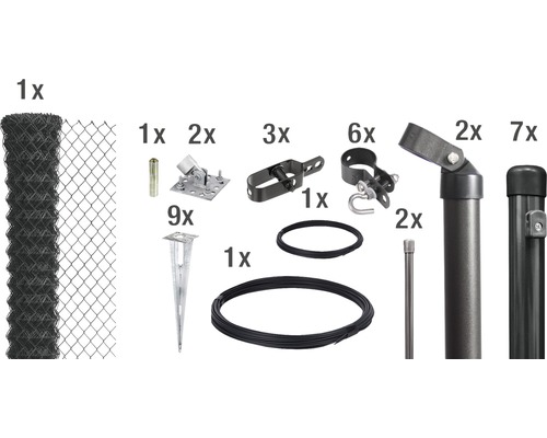 Kit de grillage simple torsion ALBERTS maillage 60 x 60 mm avec douille de sol 15 x 1 m anthracite