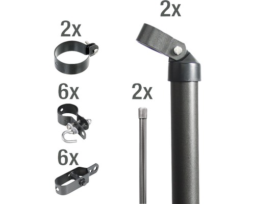 Kit d'angle de clôture ALBERTS pour grillage simple torsion 0,8 m à visser anthracite