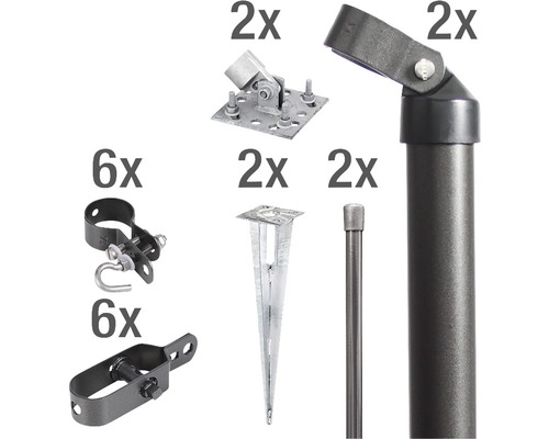 Kit d'angle de clôture ALBERTS pour grillage simple torsion 1 m à visser anthracite