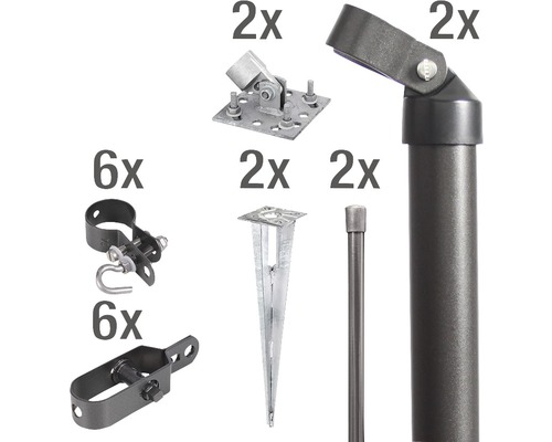 Kit d'angle de clôture ALBERTS pour grillage simple torsion 1,25 m à visser anthracite