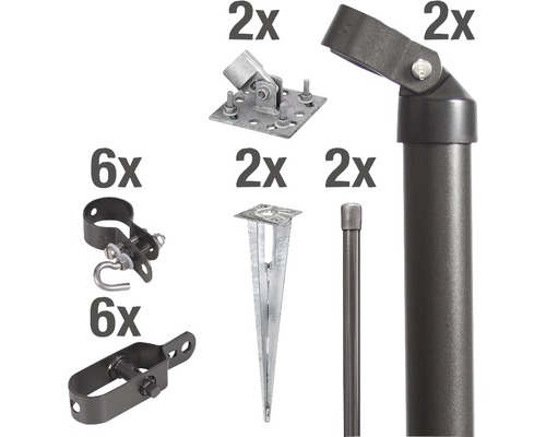 Kit d'angle de clôture ALBERTS pour grillage simple torsion 1,5 m à visser anthracite