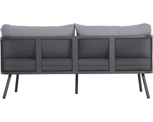 Banc de jardin deux places en métal avec coussins