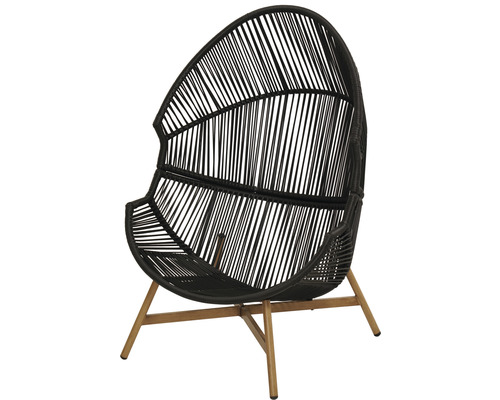 Schwarzer Hängekorb-Sessel mit Metallgestell