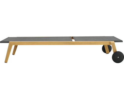 Chaise longue de jardin avec roues et cadre en bois