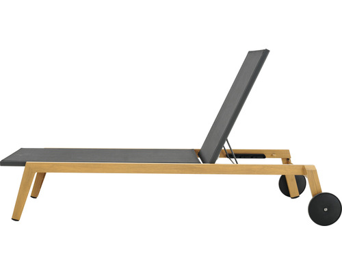 Chaise longue avec roues et dossier réglable