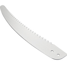 Astsägeblatt aus Stahl mit Zähnen und zwei Löchern zur Befestigung.