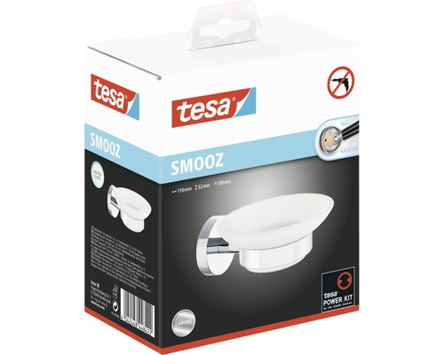 Verpackung einer Tesa Smooz Seifenablage zur Wandmontage