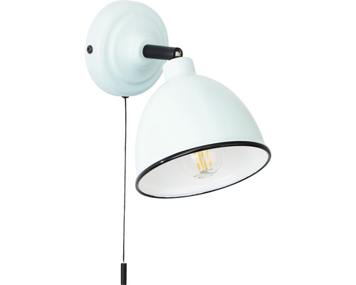 Applique murale 1 ampoule H 12,5 cm Telio bleu clair avec interrupteur à cordon Applique murale avec interrupteur à tirette pour l''intérieur