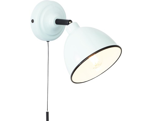 Hellblaue Wandleuchte mit Zugschalter