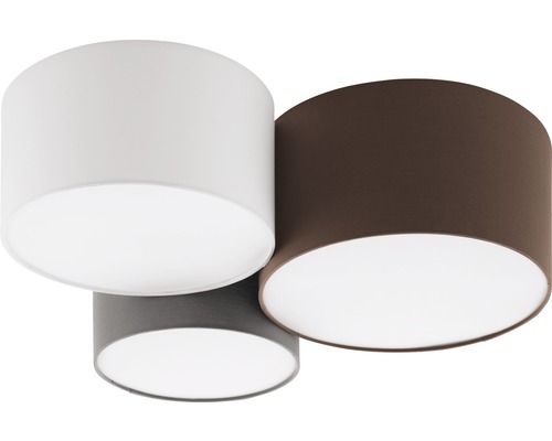 Deckenleuchte 3-flammig 25,5x49,5x61 cm Pastore anthrazit/weiß/braun Deckenleuchte mit drei Schirmen