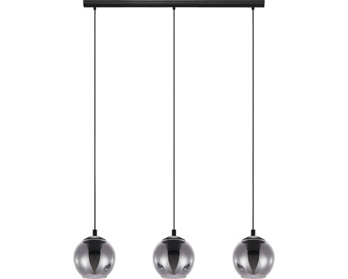 Suspension avec trois abat-jour sphériques gris