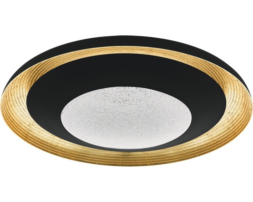 Plafonnier LED CCT à intensité lumineuse variable 24,5W 3000 lm blanc chaud-blanc lumière du jour hxØ 90x495 mm Canicosa noir/gold avec télécommande