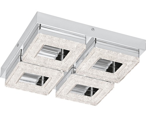 Plafonnier LED 4x4W 4x400 lm 3000 K 28x28 cm Fradelo chrome/transparent/cristal Plafonnier carré avec quatre lampes