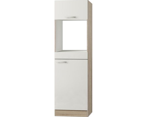 Backofen/Kühlumbauschrank für 88er Einbaukühlschrank Optifit Dakar286 BxTxH 60 x 57,1 x 206,8 cm Frontfarbe weiß glänzend Korpusfarbe eiche hell