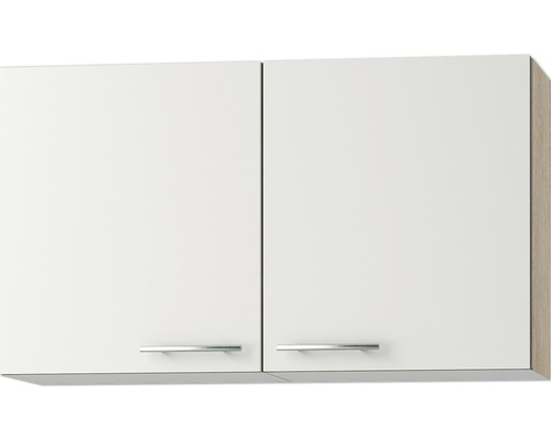 Hängeschrank Optifit Dakar286 BxTxH 100 glänzend weiß cm - x HORNBACH Frontfarbe Luxemburg 34,6 eiche x Korpusfarbe hell 57,6