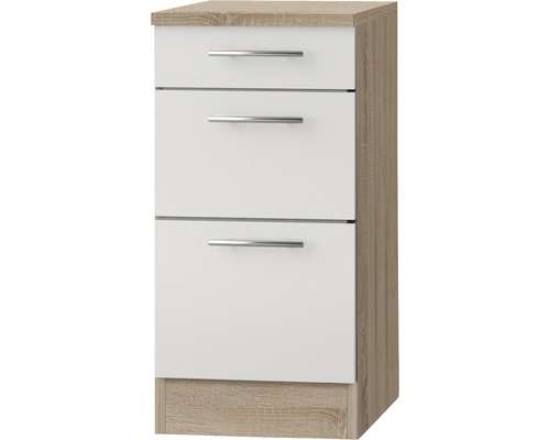 Meuble bas extractible Optifit Dakar286 lxhxp 40 x 60 x 84,8 cm blanc brillant démonté tirant réversible Meuble bas extractible Optifit Dakar286 lxhxp 40 x 60 x 84,8 cm blanc brillant démonté tirant réversible