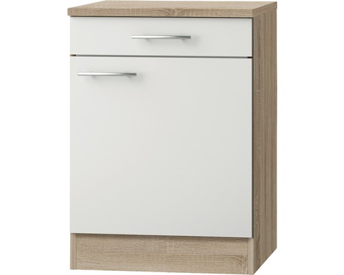 Meuble bas Optifit avec tiroir et porte pivotante Dakar286 lxpxh 60 x 60 x 84,8 cm blanc brillant démonté tirant réversible Meuble bas Optifit avec tiroir et porte pivotante Dakar286 lxpxh 60 x 60 x 84,8 cm blanc brillant démonté tirant réversible