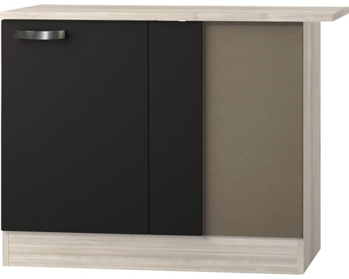 Meuble bas d'angle Optifit Faro220 100 x 60 x 84,8 cm façade anthracite mat corps acacia