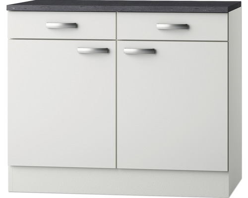 Meuble bas avec tiroir et porte pivotante Optifit Lagos286 100 x 60 x 84,8 cm façade blanc brillant corps blanc-0