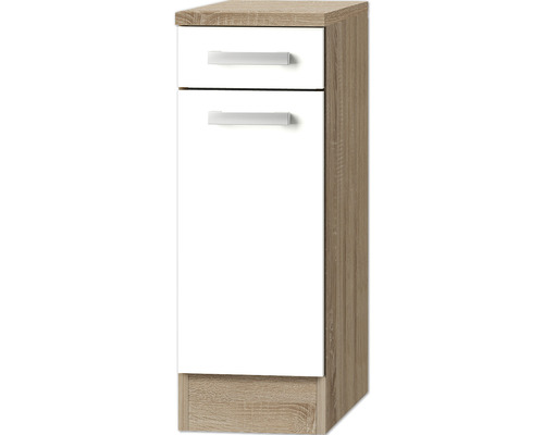 Unterschrank mit Schublade und Drehtür Optifit Zamora214 BxTxH 30 x 60 x 84,8 cm Frontfarbe weiß matt Korpusfarbe eiche hell