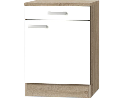Meuble bas Optifit avec tiroir et porte pivotante Zamora214 lxpxh 60 x 60 x 84,8 cm blanc mat démonté tirant réversible Meuble bas Optifit avec tiroir et porte pivotante Zamora214 lxpxh 60 x 60 x 84,8 cm blanc mat démonté tirant réversible