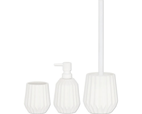 Keramik Buedzëmmer Set mat Seefespender, Becher an WC-Bürsch