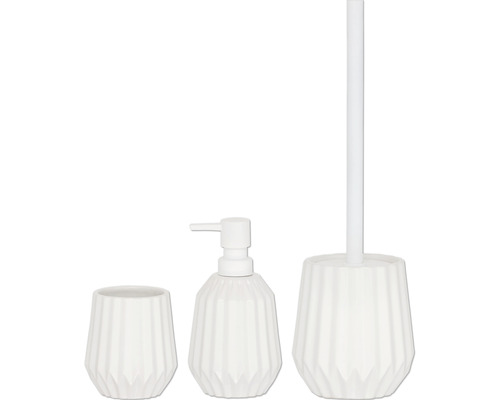 Badezimmer-Set mit Seifenspender, Zahnputzbecher und WC-Bürste
